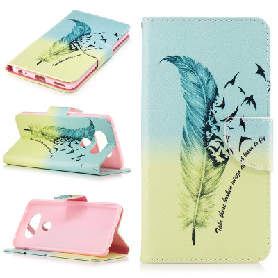 

Feathers and birds Design PU Leather Flip Cover Wallet Card Holder Case for LG V20