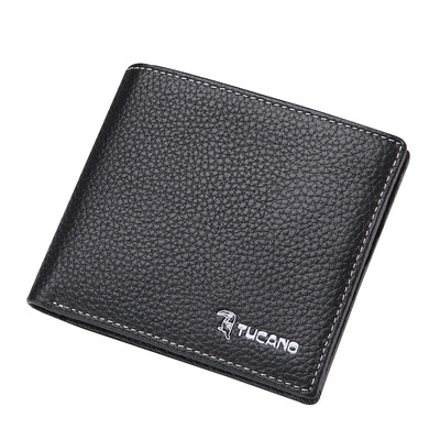 

Woodpecker (TUCANO) Men's short wallet casual simple multi-functional lychee pattern cowhide young wallet light WAA2133A-89B0 black