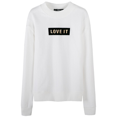 

Semir Women&39s round necked head letters flocking loose long-sleeved T-shirt sweater 12316160061 this white M