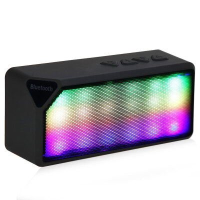 

X3S Mini Multi-Color Flash LED Light Wireless Bluetooth Speaker with Built-in Microphone Support USB AUX FM Radio TF Card