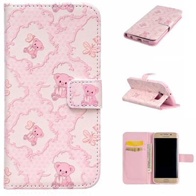 

Little bear Design PU Leather Flip Cover Wallet Card Holder Case for SAMSUNG GALAXY S6 EDGE