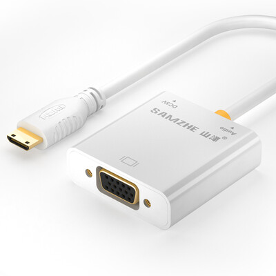 

Shanze (SAMZHE) ZJX-060 Mini HDMI to VGA-конвертер / адаптер Mini HD to VGA Converter Кабельная камера Подключение Телевизор со звуком Белый 25 см