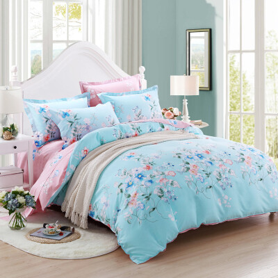 

Hong Rui bedding home textiles high-density high-density cotton twill printing four-piece quilt cover 15 m bed Mengna Huadu