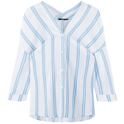 

Semir Ms Vertical Striped Sleeve Shirt Sleeve Sleeve Pants Korean version 19017050309 Blue&white tone M