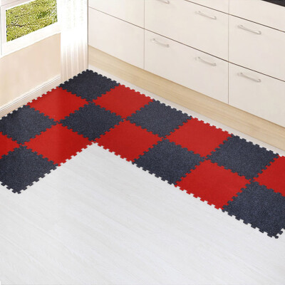 

Mia two-color puzzle mats non-slip kitchen mats red&black 4 pieces