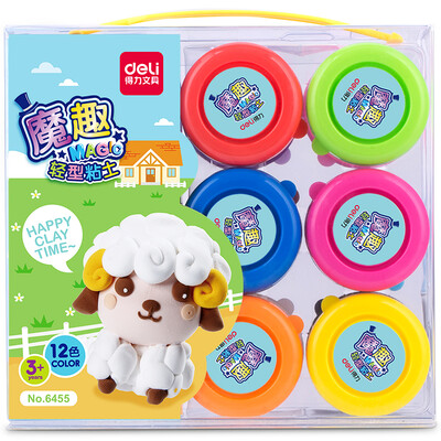 

Effective deli 6455 magic fun ultra-light clay set 12 color cup hand DIY DIY color mud toys