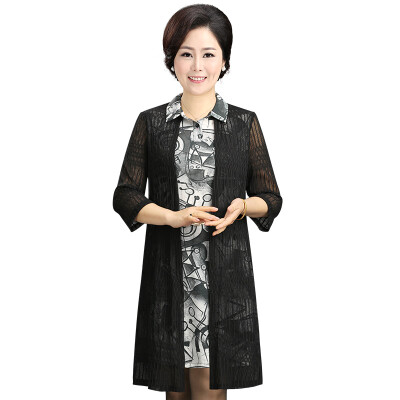 

Fama Ma 2017 Autumn in the old women&39s dress pattern pattern two sets of autumn long sleeves dress T7101T0024 gray 2XL