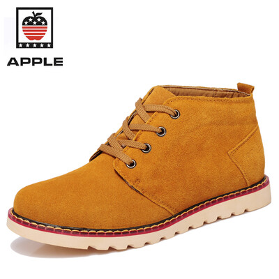 

Apple men winter snow boots ankle natural leather keep warm boot with fur mens winter footwear