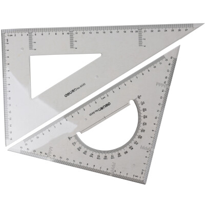 

Deli 6430 plastic triangular ruler right angle ruler isosceles triangle ruler 2 sets