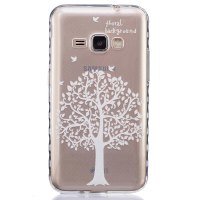 

White tree Pattern Soft Thin TPU Rubber Silicone Gel Case Cover for SAMSUNG Galaxy J1 2016J120F