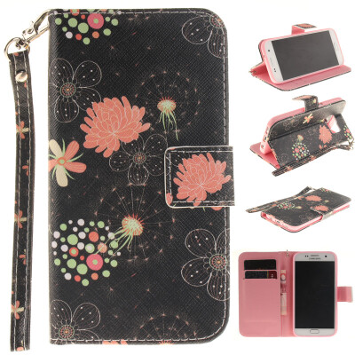 

Colorful flowers Design PU Leather Flip Cover Wallet Card Holder Case for SAMSUNG GALAXY S7