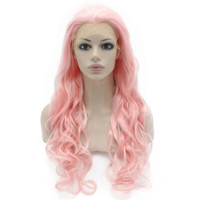 

Long Wavy Hand Tied Lace Front Pink Cosplay Party Wig