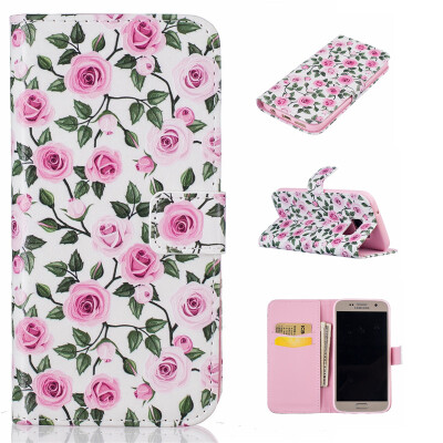 

Green leaf&flower Design PU Leather Flip Cover Wallet Card Holder Case for SAMSUNG Galaxy S7