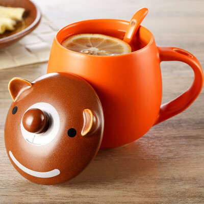 

【Jingdong Supermarket】 Beisi Si Meng series of creative cartoon color ceramic mugs with a lid with a spoon kitten