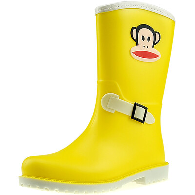 

[Jingdong supermarket] PaulFrank mouth monkey rain boots fashion boots women in the tube color water shoes PF1003 pink 36 yards