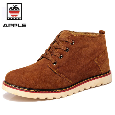 

Apple men winter snow boots ankle natural leather keep warm boot with fur mens winter footwear