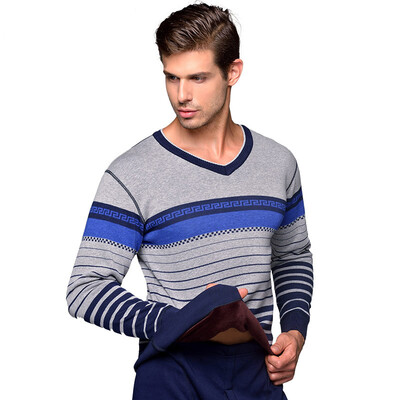 

Snow flying mens thermal underwear thickening plus velvet fashion jacquard lattice couple warm one set XYT5920 Navy 185