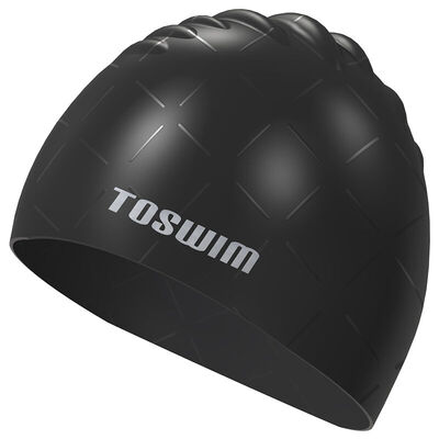 

TOSWIM (TOSWIM) Плавательные колпачки черные серебряные серии плавательные колпачки мужчины и женщины длинные волосы водонепроницаемая защита для ушей силиконовая плавательная крышка личность удобная аристократическая черная