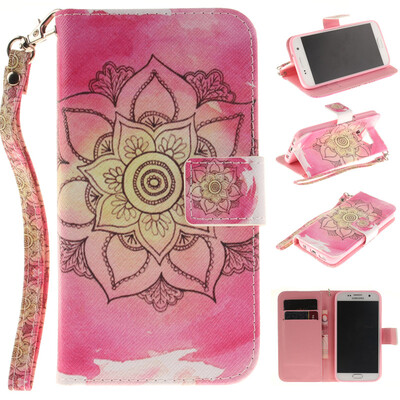 

Pink flower Design PU Leather Flip Cover Wallet Card Holder Case for SAMSUNG GALAXY S7