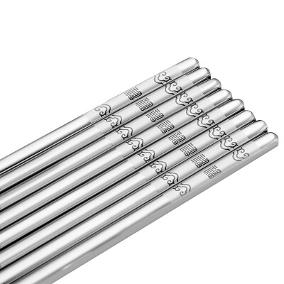

Double gun Suncha chopsticks 304 stainless steel chopsticks do not mold chopsticks suit non-slip Japanese-style hotel home chopsticks 10 double loaded Jin Fu Man Tang DK3052