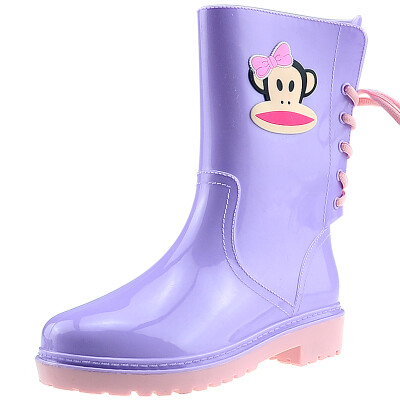 

[Jingdong supermarket] PaulFrank mouth monkey rain boots fashion boots women in the tube after the series with water shoes PF1002 purple 38 yards