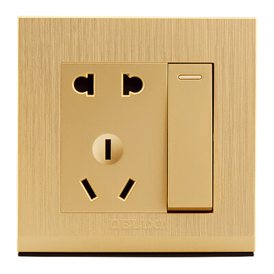 

Delixi DELIXI switch socket panel open five hole socket with double control switch drawing gold series