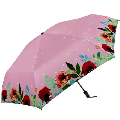 

Jingdong supermarket] Paradise umbrella (UPF50 +) hit the black rubber carbon fiber three fold ultra-light sun umbrella sunny umbrella 31816E figure red