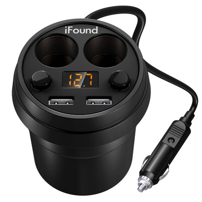 

IFound FZ-15 3-in-1 Car Charger Cigarette Lighter & Cup Holder