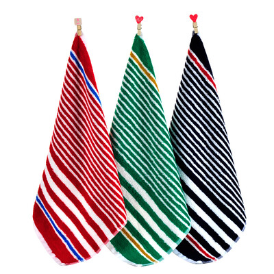 

Bamboo Kam Towel Home Textiles Bamboo Fibers Soft Sugar Fashion Dyed Colorful Striped Scarves 3 Punch / Green / Blue 47g