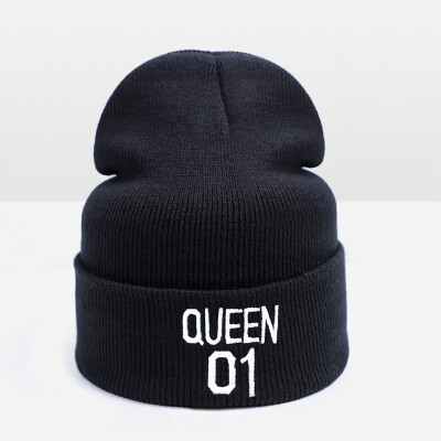 

WISHCLUB 2017 King Queen Warm Winter Hat Cap For Men Women Skullies Beanies Knitted Warm Hat