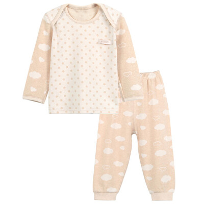 

Xin Song baby jacquard color cotton envelope collar suit newborn spring and autumn color cotton underwear shirt pants suit shallow card its cloud wave point C295D73