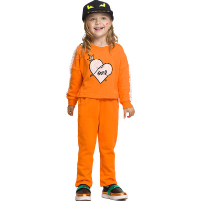 

JJLKIDS Partner Club Children's Wear Children's Kit Children's Spring Sports Set Sweater Pants Two-piece Set GCZ63038 Bright Orange 140