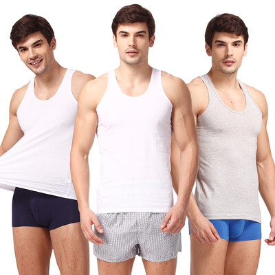 

Antarctic Vest Men&39s Ribbed Sleeveless Vest Casual Tulips 3 pieces of white&white gray hairs  185110