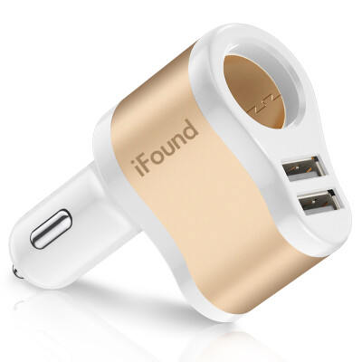 

Founder (ifound) car charger car charger cigarette lighter FZ-16 gold 3.1A dual USB one drag two with cigarette