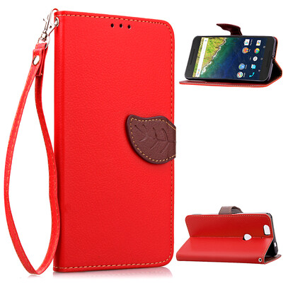 

Red Design PU Leather Flip Cover Wallet Card Holder Case for Google Nexus 6P