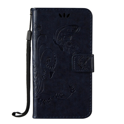 

Dark blue Embossed PU Leather Wallet Case Classic Flip Cover with Stand Function and Credit Card Slot for SONY Xperia E5
