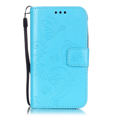 

Blue Flower Design PU Leather Flip Cover Wallet Card Holder Case for SAMSUNG ACE4 G313H