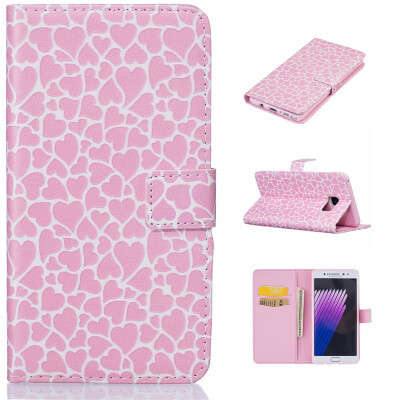 

Lovely Heart Design PU Leather Flip Cover Wallet Card Holder Case for SAMSUNG Galaxy Note7