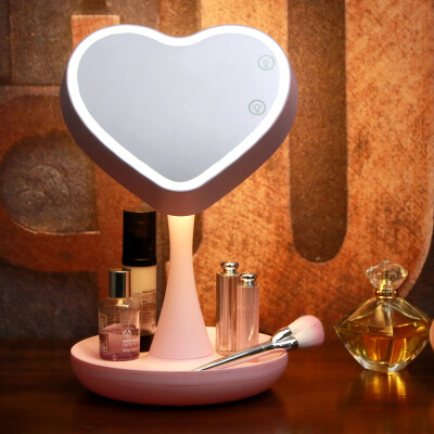 

One box surprise early desktop makeup mirror QHZLP-002 rechargeable makeup mirror touch switch can be stored Valentine's Day send his girlfriend to send his wife birthday gift gift ivory white