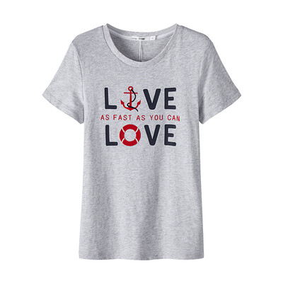 

Semir T-shirt short-sleeved T-shirt female round neck shirt embroidery printing students 12216000011 light gray l