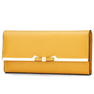 

Monster Teng MONTAGUT wallet female long paragraph two fold bow Korean version of the big money folder folder Ms simple buckle small clear R5222056213 yellow