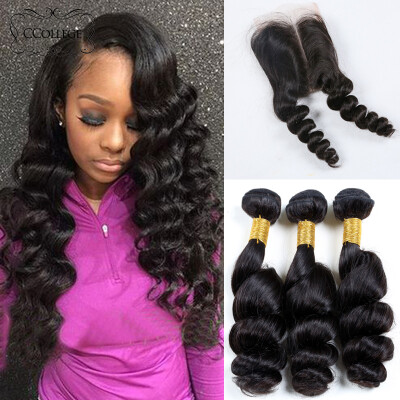 

Brazilian Virgin Hair Loose Wave 3 Bundles 8A Human Hair Weaving 3 Bundle Deals Ccollege Hair Cmopany Brazilian Weave With Closure