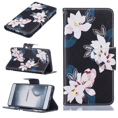 

Black lily Design PU Leather Flip Cover Wallet Card Holder Case for HUAWEI P9