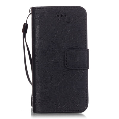 

Black Butterfly Style PU Leather Flip Cover Wallet Card Holder Case for IPHONE 5