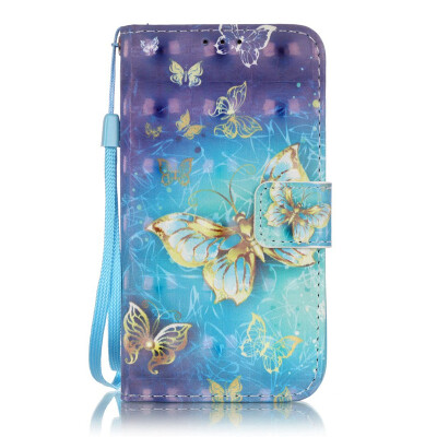 

Golden Butterfly Design PU Leather Flip Cover Wallet Card Holder Case for SAMSUNG G360