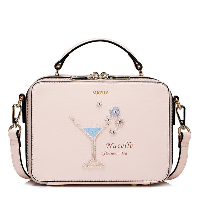 

New York Lan NUCELLE handbags spring and summer fashion shoulder bag small fresh ladies beaded Messenger small square wave 038 pink