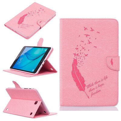 

Pink feathers Style Embossing Classic Flip Cover with Stand Function and Credit Card Slot for SAMSUNG GALAXY Tab A 8.0 T350