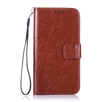 

Brown Flower Design PU Leather Flip Cover Wallet Card Holder Case for HUAWEI Y625