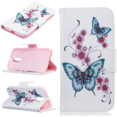 

Peach butterfly Design PU Leather Flip Cover Wallet Card Holder Case for Moto G4/G4 Plus