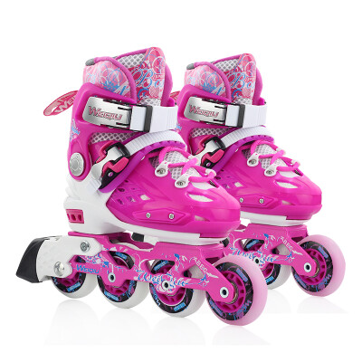 

Weaving roller skates children's straight round skates adjustable roller skates WQ302-PS angel pink S code